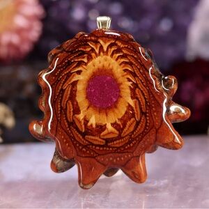 Third Eye Pinecone, Crushed Sugilite, glow in the dark, pinecone, medium size